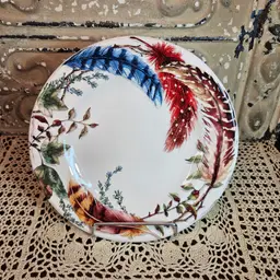 #01 Beautiful Pier 1 Imports Ironstone Feather Branch Pattern Salad Plate 8.75"