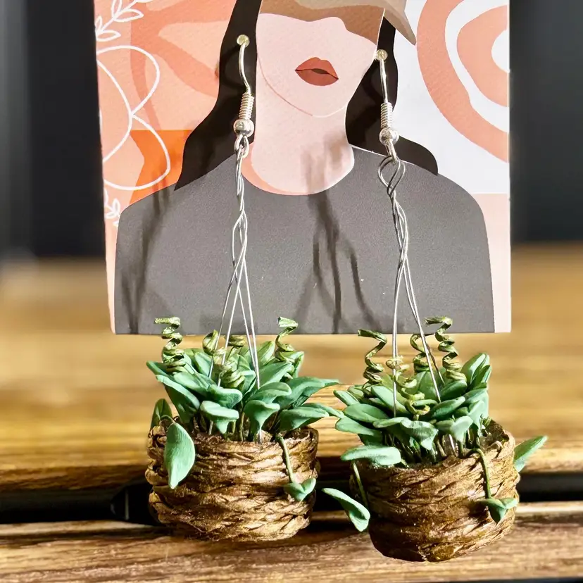 Hanging Basket Pothos Earrings