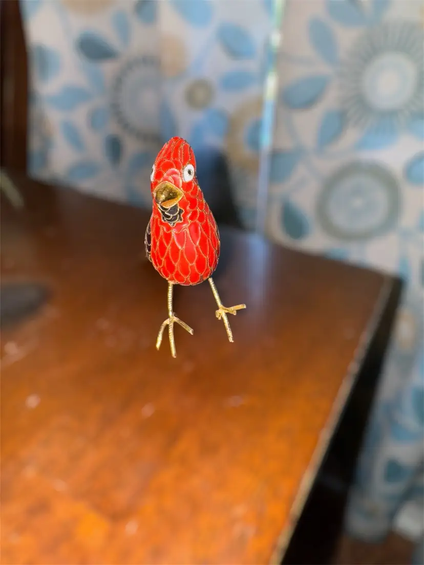 VTG Cloisonné Cardinal Bird