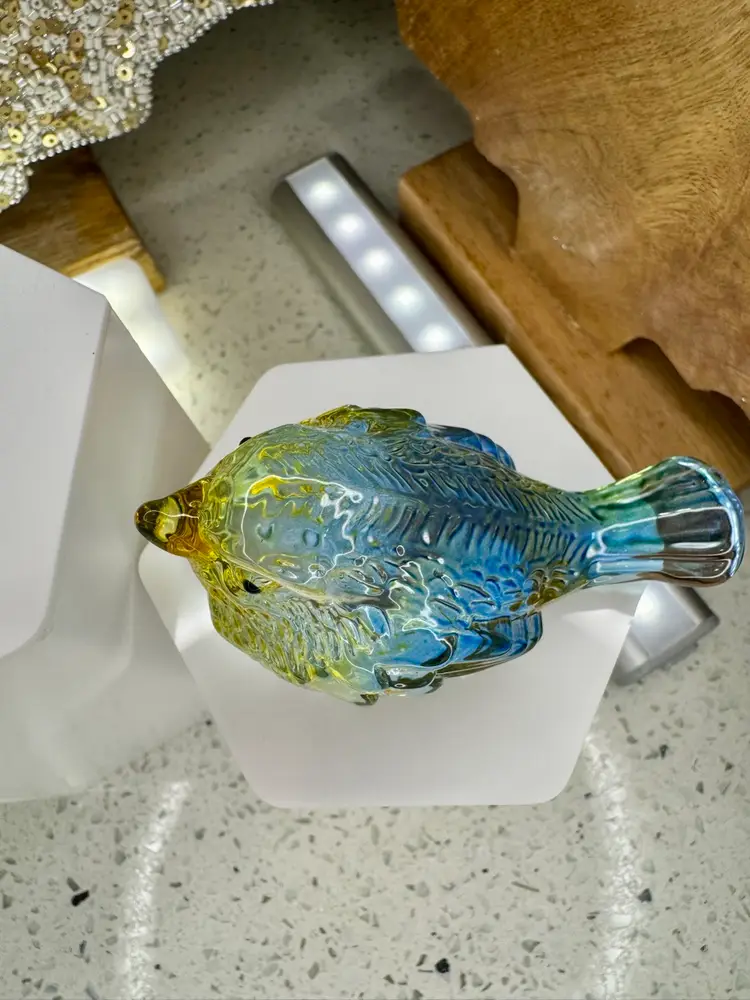 One Mini Colorful Crystal Bird Figurine - 3'' inches