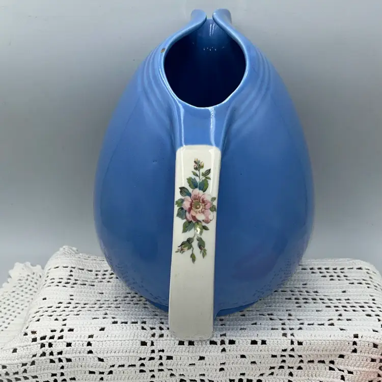 Vintage Hall's Superior Quality Kitchenware Rose Parade 1259 Pitcher Blue USA Circa 1945