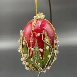 Gump's of San Francisco Lily of the Valley Egg Shape Ornament VTG Fabergé Style