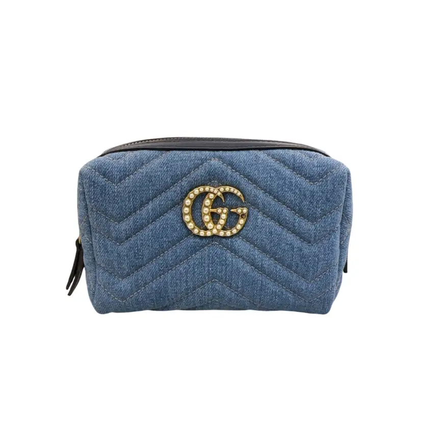 Gucci GG Marmont Denim & Pearl Pouch