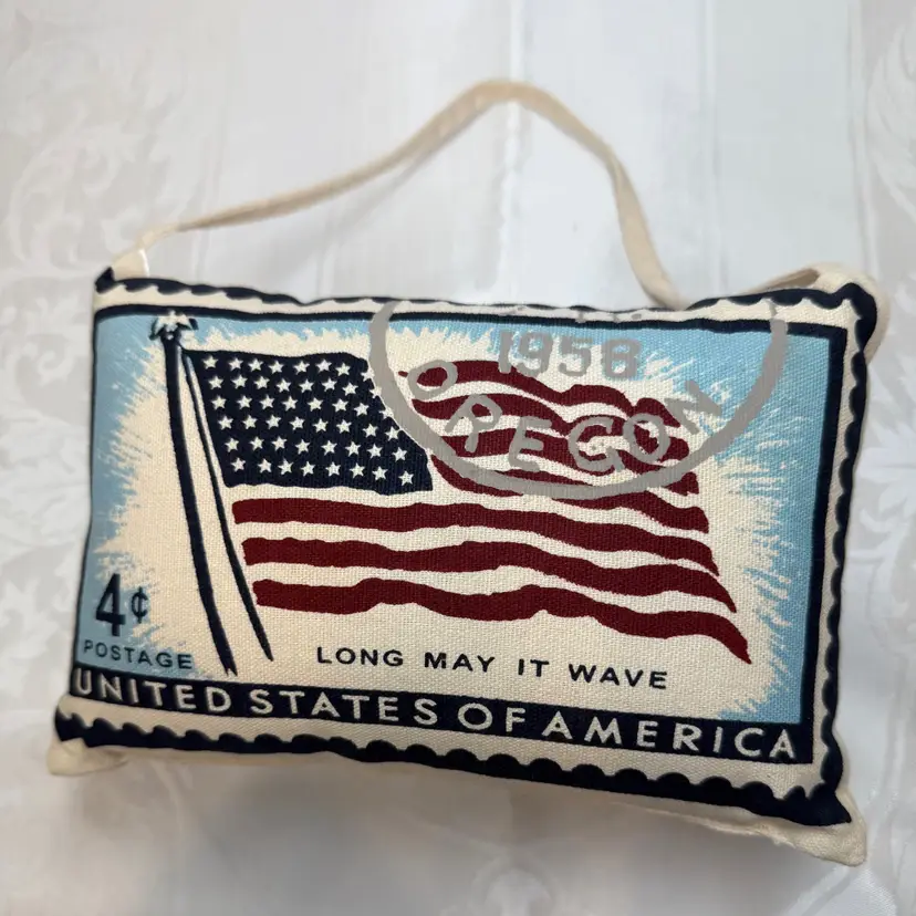 Decorative American Flag Stamp Door Hanger Pillow
