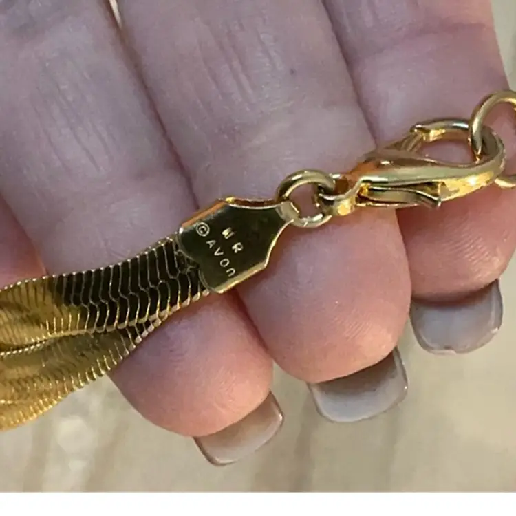 Vintage Avon 18” Gold Tone Double Strand Herringbone Chain With Lobster Claw Fastener