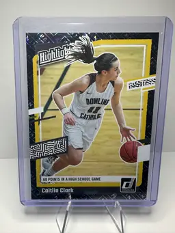 2024 Panini Exclusive CAITLIN CLARK Fireworks Foil/ Black Border 60 Points In HS