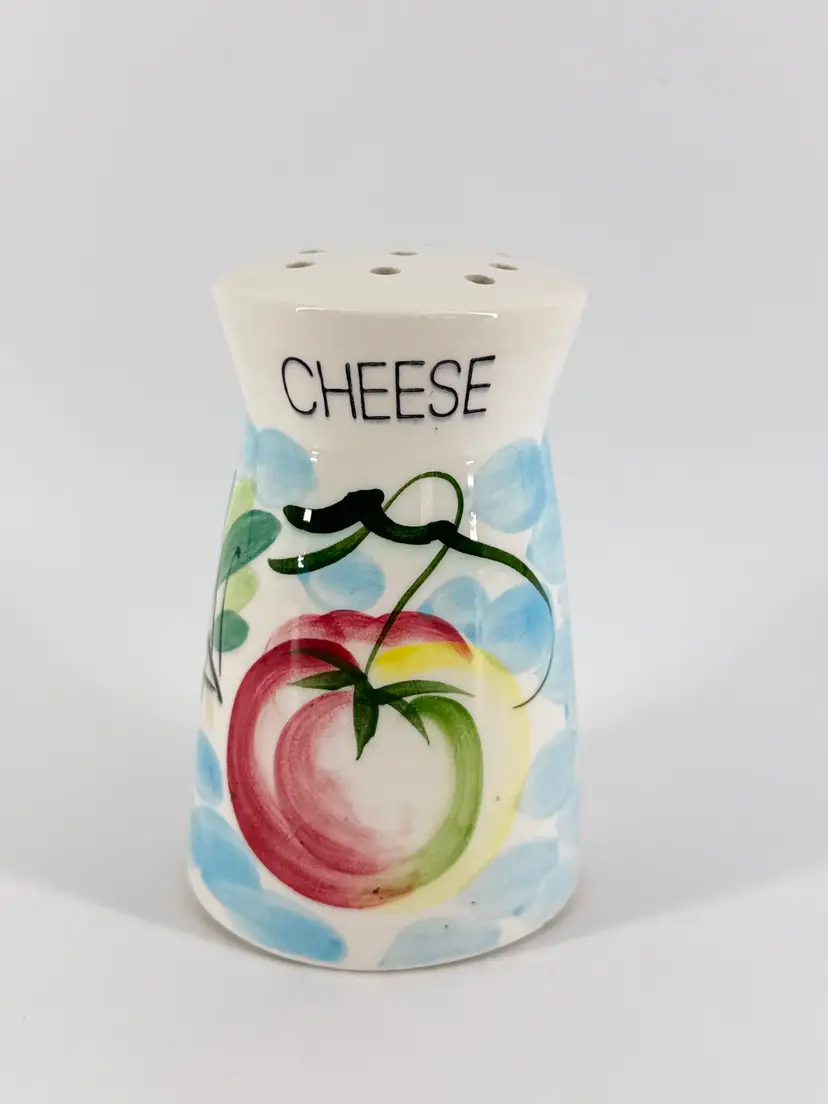 Vtg Kitsch Cheese Shaker Hand Painted Tomato Kitchen Decor