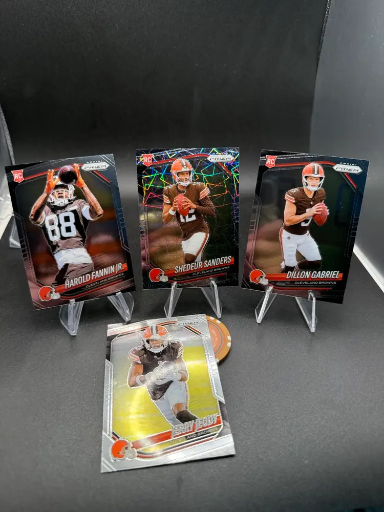 Shedeur Sanders Lazer Parallel + Cleveland Browns Cards 2025 Prizm