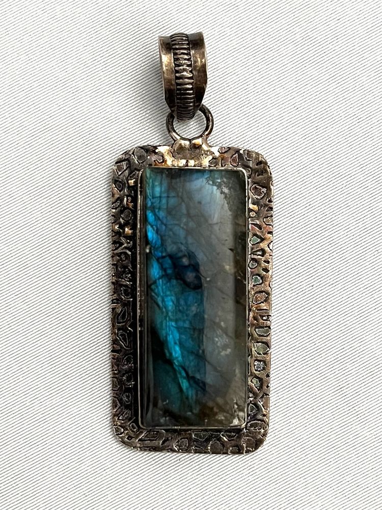 Vintage Labradorite Silver Plated Pendant
