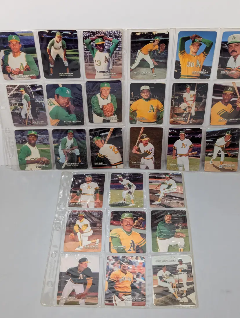 1987 Mothers Cookies Oakland A's All Stars Complete Set of 28-Billy Martin, Reggie Jackson, Catfish Hunter, Henderson, Canseco, etc....