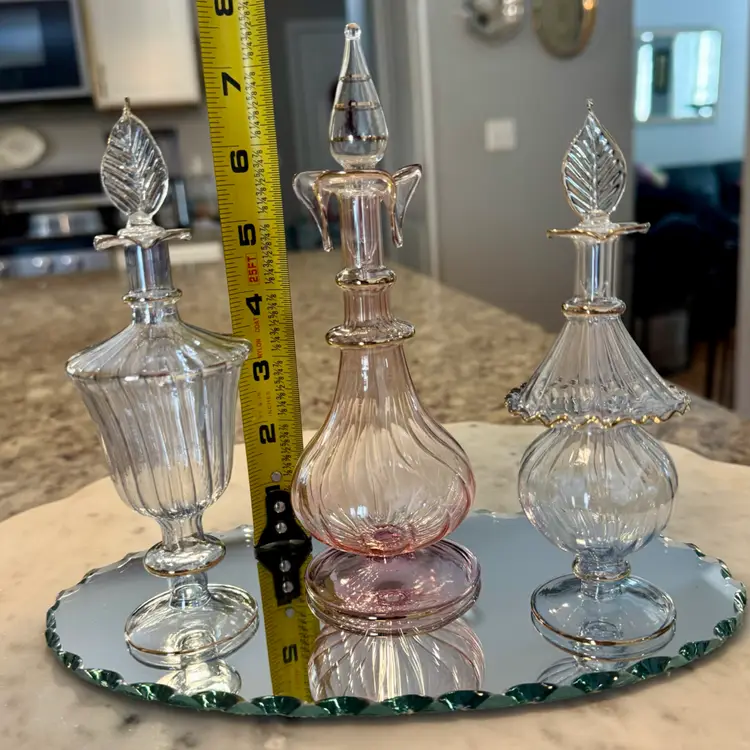 - Set Of 3 Perfume Bottles With Mirrored Tray