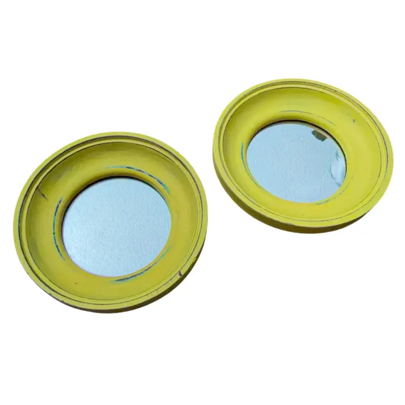 Set of Two Hand-painted Distressed Wood Small Mirrors