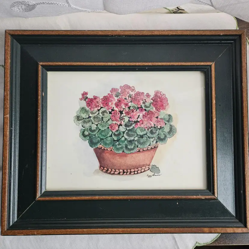 Vintage Artwork Flowers Peggy Abrams Floral Lithograph Red Roses Framed