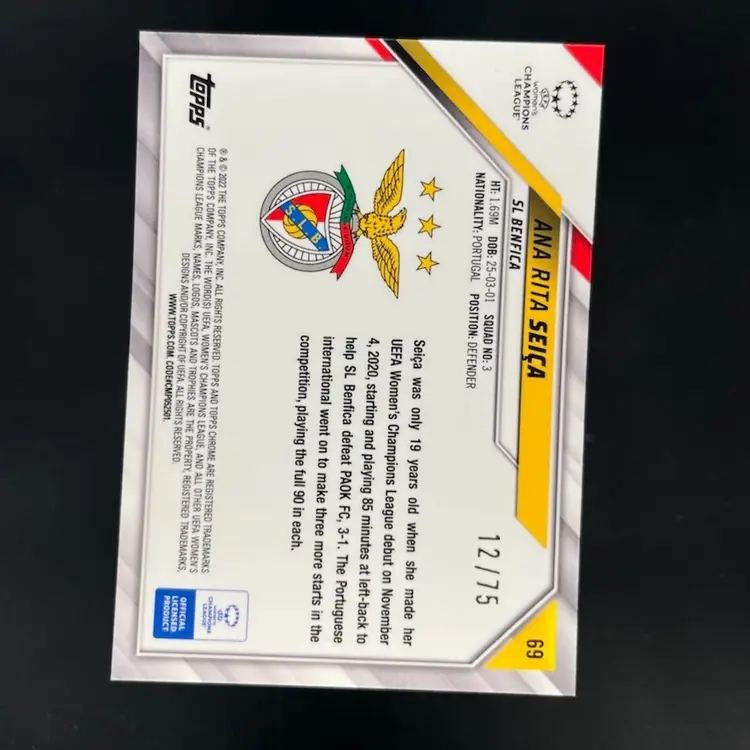 Ana Rita Seica 2021/22 Topps Chrome UWCL Inferno /75 Soccer Card