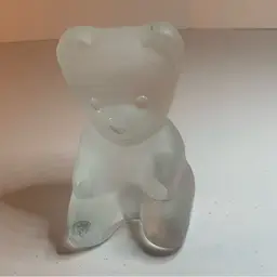 Vntg 1985 NYBRO Sweden Frosted Art Glass Teddy Bear