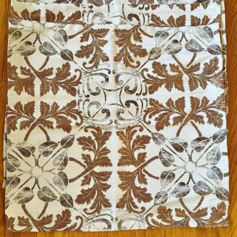 Set of 12 Waterford Linens Napkins Metallic Neutral Damascus Floral Filagree 21"x20"