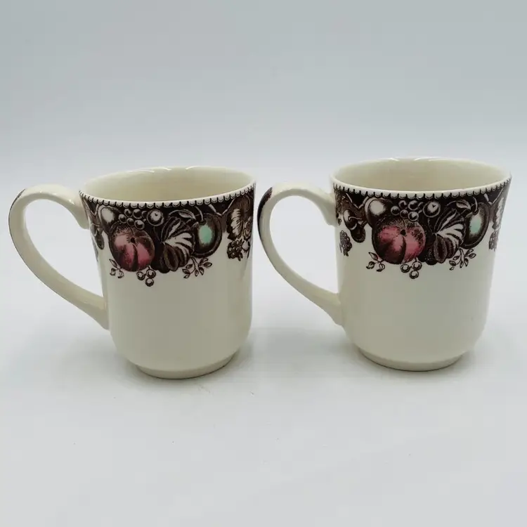 2 Turkey Hot Cocoa/Coffee/Tea Mugs - Made in England - Hand Colored