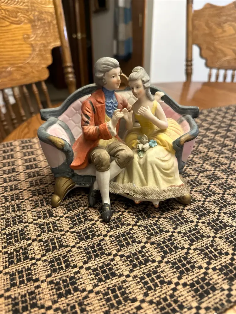 Vintage Cucci Royal Crown Porcelain Courting Victorian Couple figurine