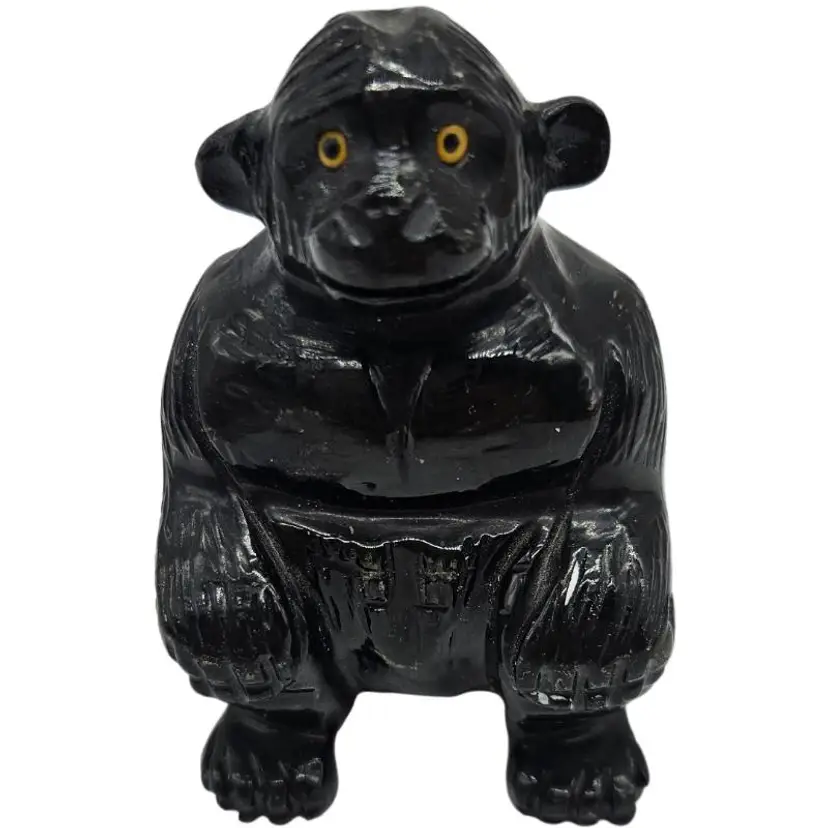 Black Carved Primate Figurine