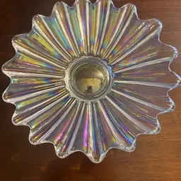Vintage Federal Glass iridescent starburst pattern glass centerpiece bowl. 1950-1960 - 9”