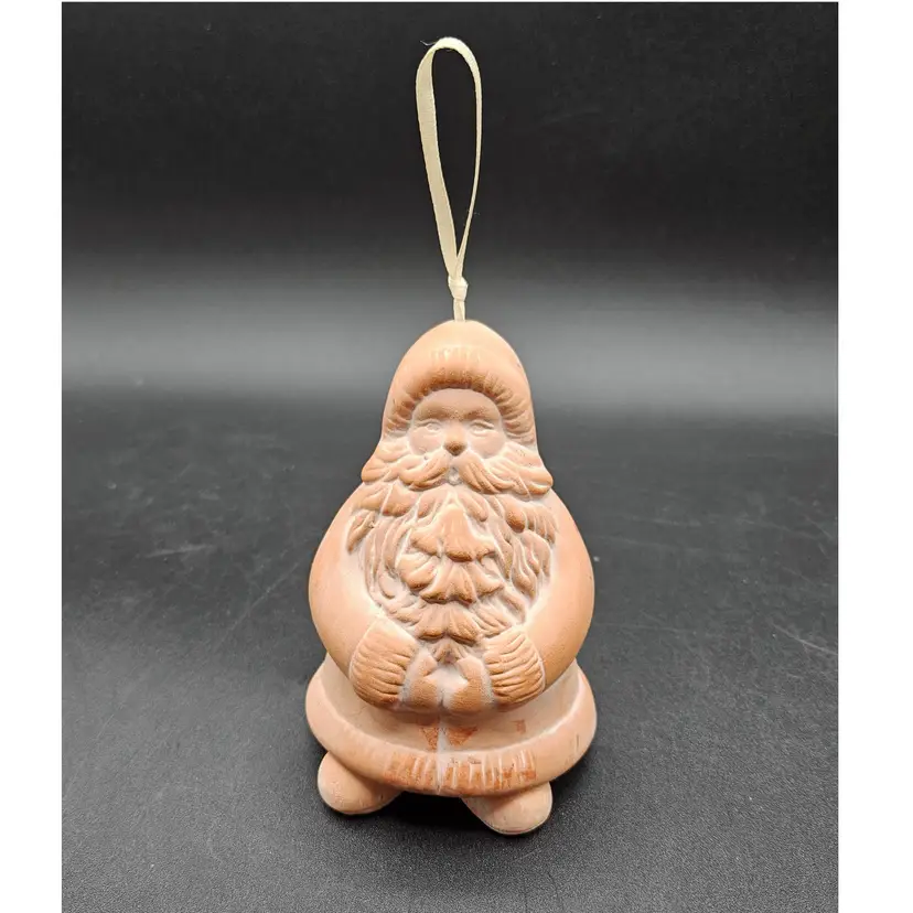 Terracotta Santa Claus, Father Christmas Bell Ornament, 5"H