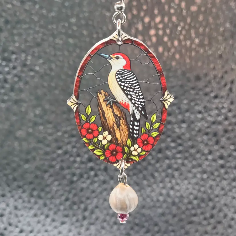 Red Bellied Woodpecker Earrings