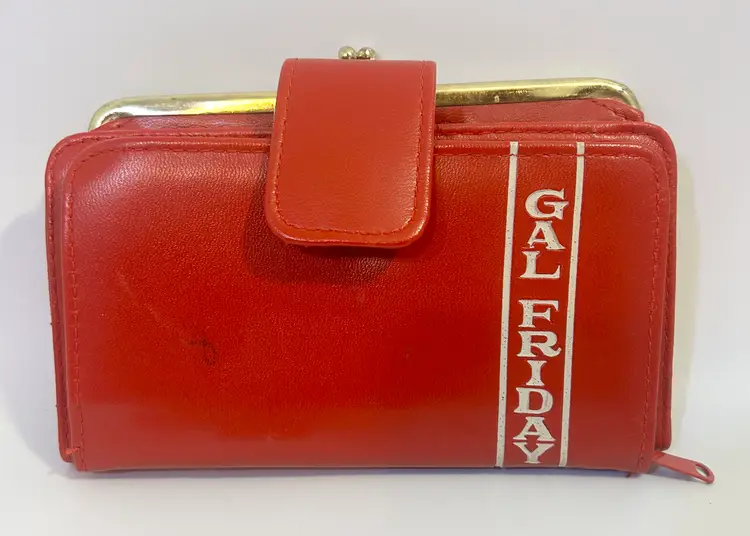 Vintage 'Gal Friday' Red Multi Pocket with Mirror Clutch/Wallet