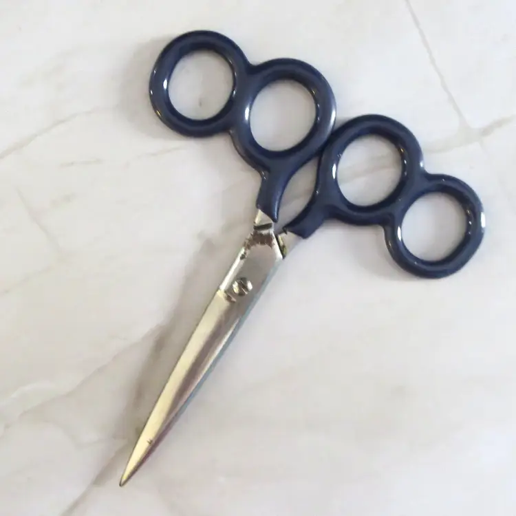 Vintage Steel Blade Scissors 4 Finger Grip Sharp Points Crafting Easier Use