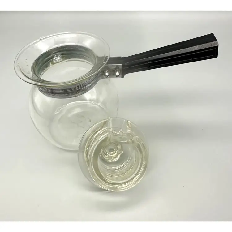 Vintage Pyrex Glass Coffee Pot Mini Carafe RARE No 81 W/ Lid Black Handle USA