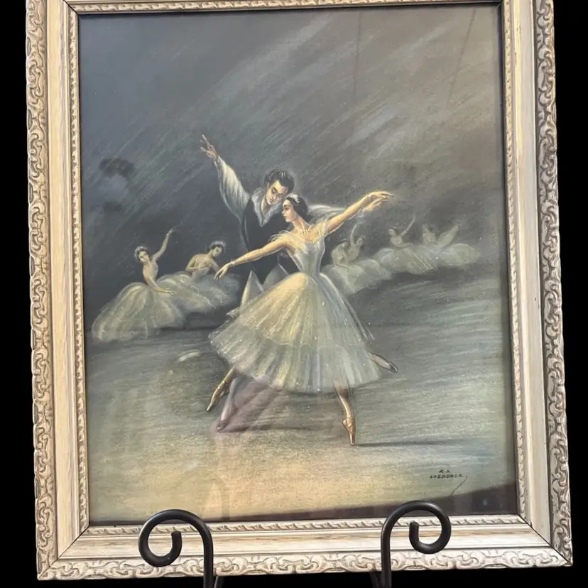 Vintage-Signed: RA Loederer Ballet Dancers Framed Lithograph Art Print