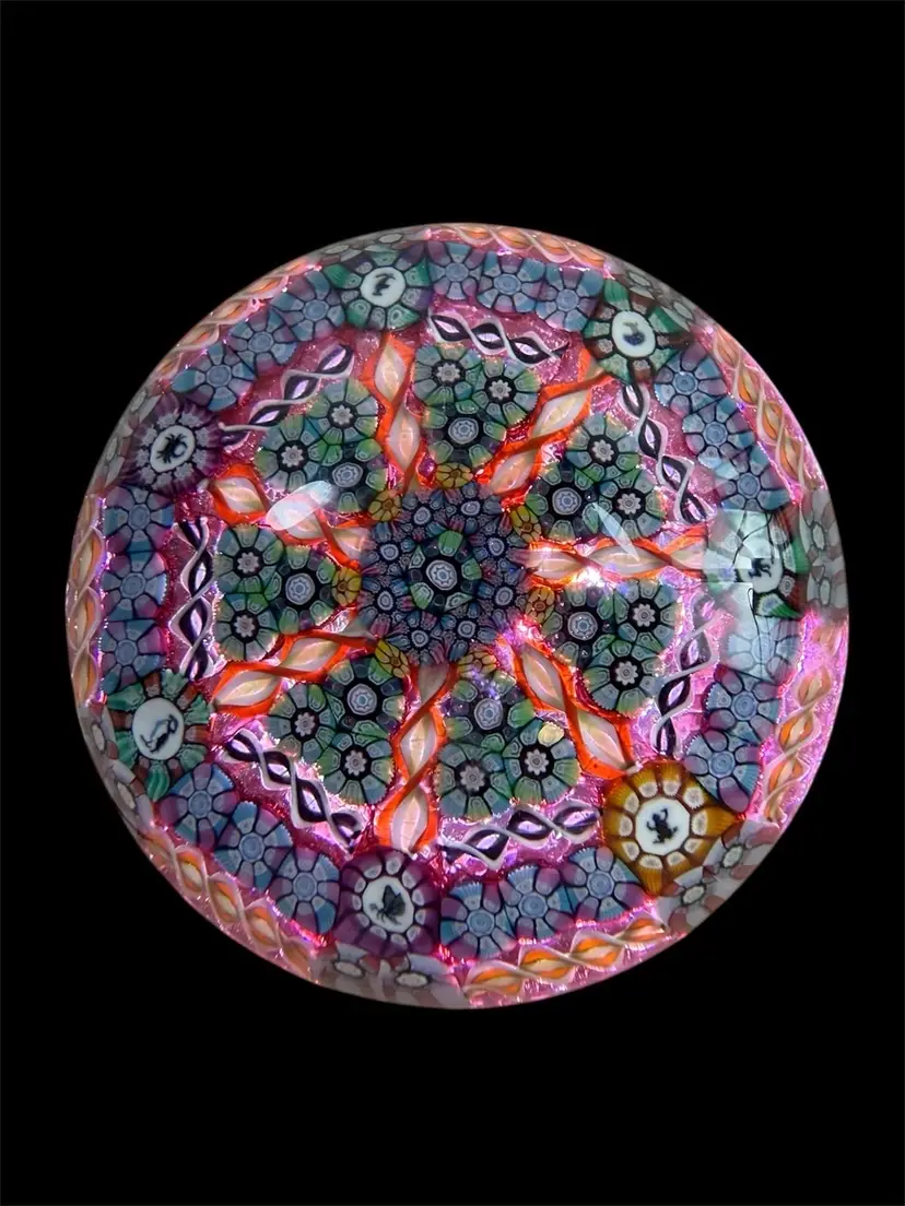 Perthshire Special Edition Art Glass Paperweight Silhouette Picture Canes 7 Spokes