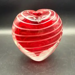 Red And White Striped Heart Bid Case Paperweight