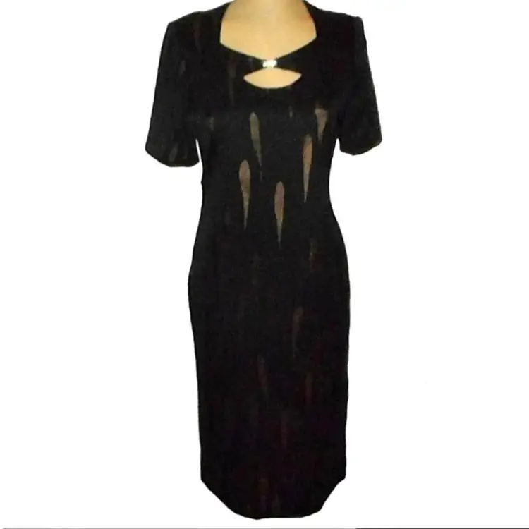 WILLIAM PETERSON Vintage Rare Black Printed Dress Size 10, New, Retail $850