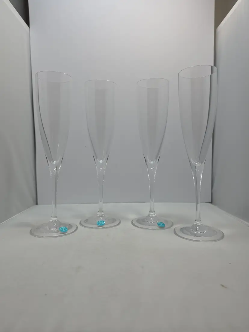 Tiffany & Co Crystal Champagne Flutes Set of 4 Signed 9.25" Germany