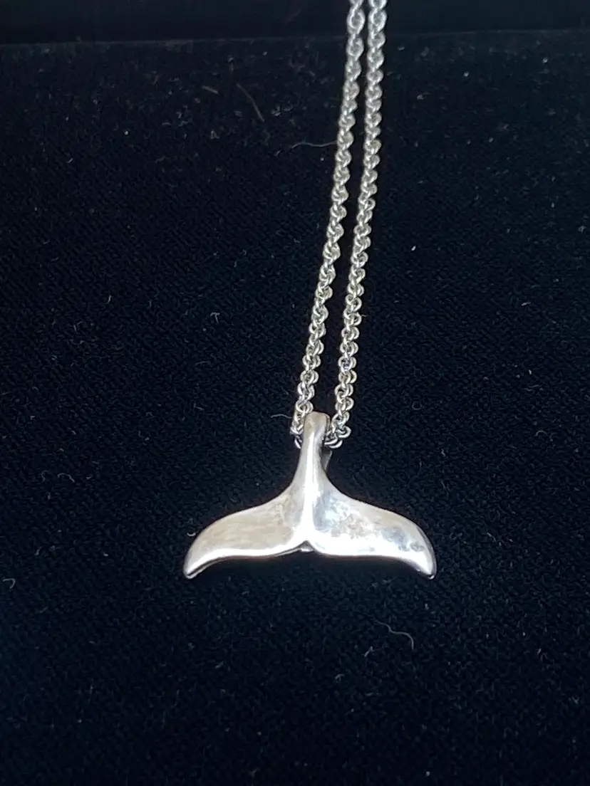 Sterling Silver (925) Whale Tail Pendant w/ 20" Chain