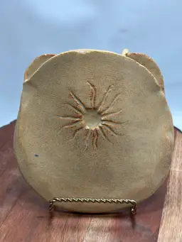 Pottery Handmade Wall Pocket Signed Starburst Sunshine Celestial