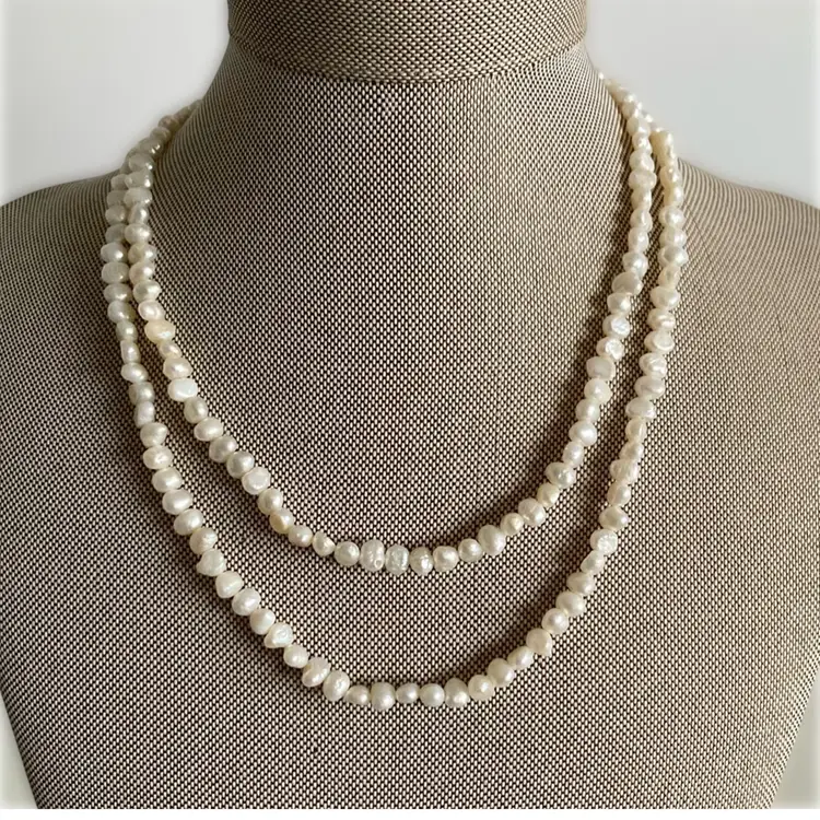 Vintage Double Strand Freshwater Baroque Pearl Necklace