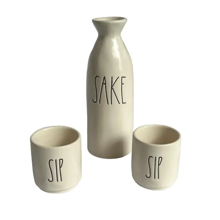 New in Box Rae Dunn Sake Gift Set "Sake" & "Sip" Set