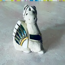 Vintage Artesanía Rinconada Baby Pegasus, Horse, Green,Signed Figurine