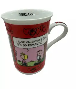 February Peanuts Calendar Coffee Cup Linus Sally Danbury Mint Schulz Comic