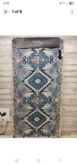 NICOLE MILLER HOME Table Runner 16" x 72" (6 ft) Blue Aztec Designl 100% Cotton lot of 5