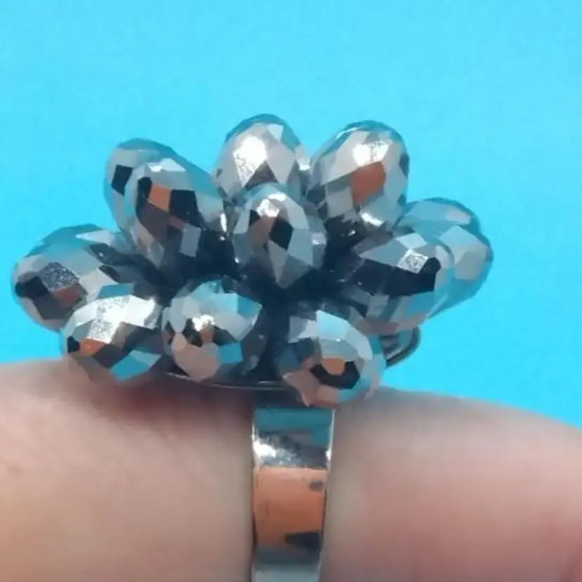 Vintage Hematite Cluster Ring, With An Adjustable Band