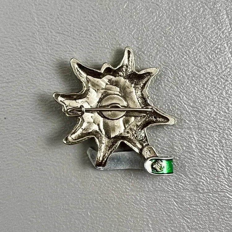 Vintage Salzburg Edelweiss Flower Brooch 1.25" Silver Tone