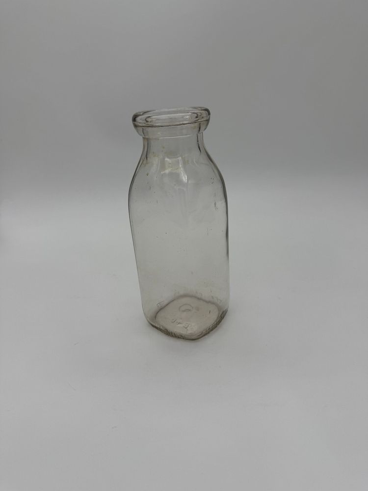 Vintage THATCHER "MTC" Clear HALF PINT Milk Creamer Bottle REGISTERED #E46