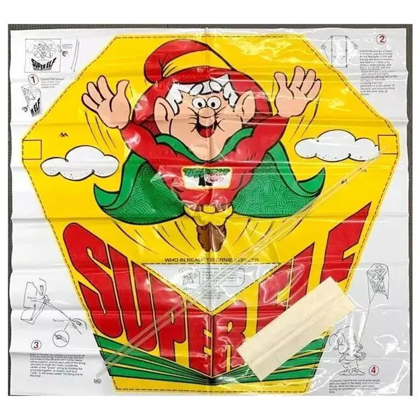 Keebler Super Elf Sail Kite Premium Toy 1987 Unused Old Stock Vintage Ernie