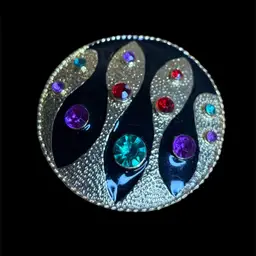 Gold Tone Black Enamel Brooch