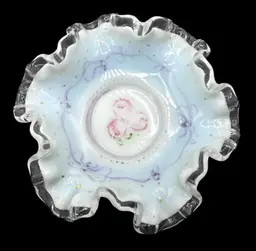 Vintage Fenton Milk Glass Silvercrest Charlton Rose Candy Dish Compote 5.75”