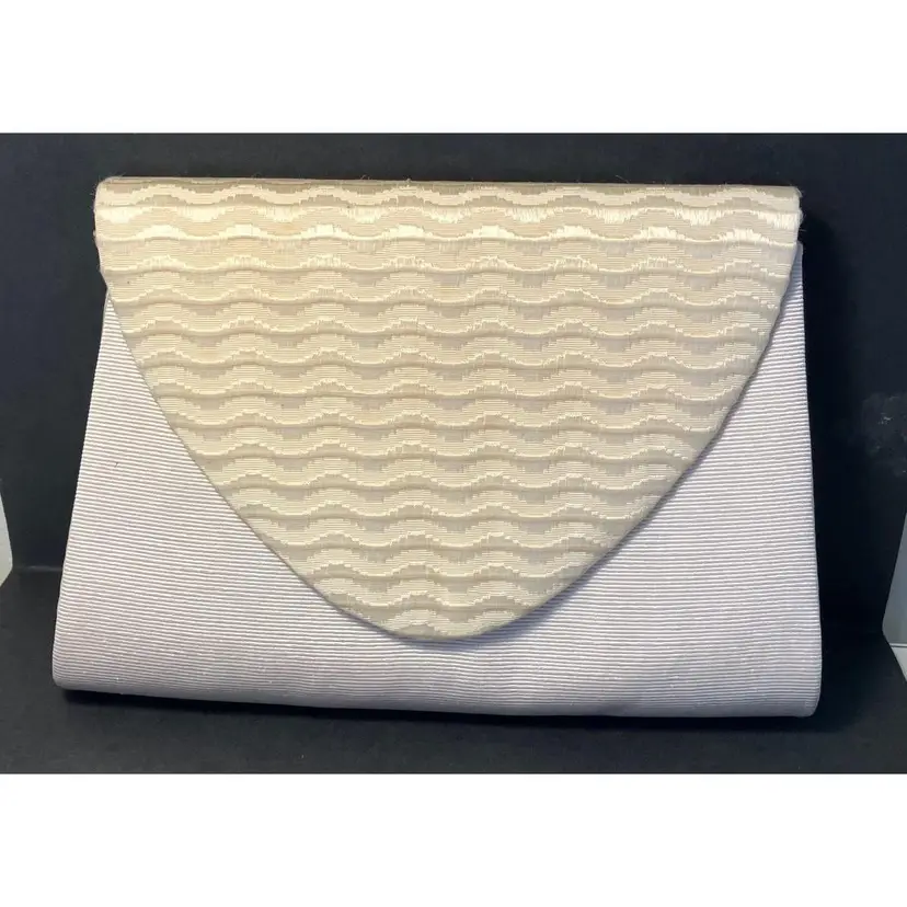 Vintage Andre Cellini Cloth Cream Clutch Purse Bag with Shoulder Strap