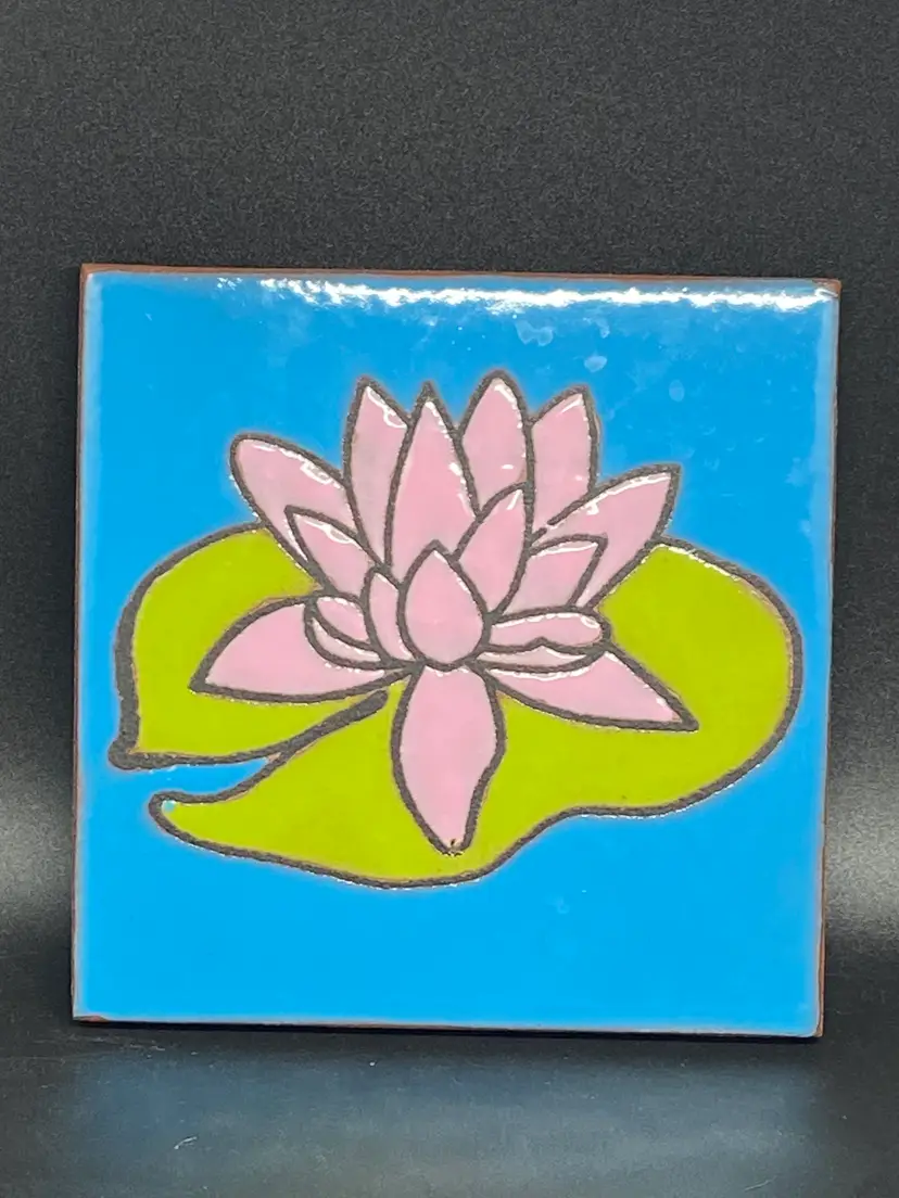 Water Lily Tile Wall Plaque or Trivet, 6" x 6"
