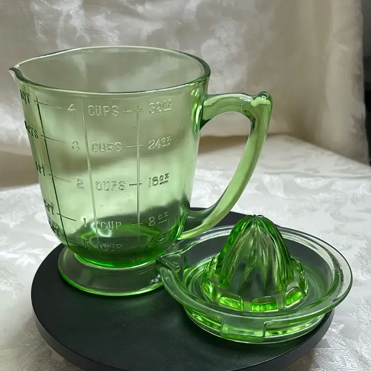 Uranium Glass Juicer Set.